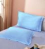 Blue Cotton Solid 210TC Plain Set of 2 Pillow Covers