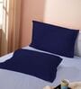Blue Cotton Solid 210TC Plain Set of 2 Pillow Covers