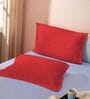 Blue Cotton Solid 210TC Plain Set of 2 Pillow Covers