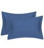 Blue Cotton Solid 210TC Plain Set of 2 Pillow Covers