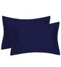 Blue Cotton Solid 210TC Plain Set of 2 Pillow Covers