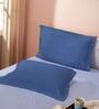 Blue Cotton Solid 210TC Plain Set of 2 Pillow Covers