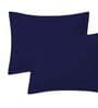 Blue Cotton Solid 210TC Plain Set of 2 Pillow Covers