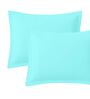 Blue Cotton Solid 210TC Plain Set of 2 Pillow Covers