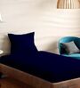 Blue Cotton Solid 210TC Plain Single Bedsheet with 1 Pillow Cover