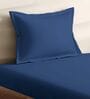 Blue Cotton Solid 210TC Plain Single Bedsheet with 1 Pillow Cover