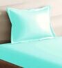 Blue Cotton Solid 210TC Plain Single Bedsheet with 1 Pillow Cover