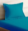 Blue Cotton Solid 210TC Plain Single Bedsheet with 1 Pillow Cover