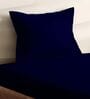 Blue Cotton Solid 210TC Plain Single Bedsheet with 1 Pillow Cover