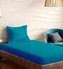 Blue Cotton Solid 210TC Plain Single Bedsheet with 1 Pillow Cover