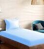 Blue Cotton Solid 210TC Plain Single Bedsheet with 1 Pillow Cover