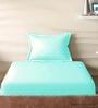 Blue Cotton Solid 210TC Plain Single Bedsheet with 1 Pillow Cover