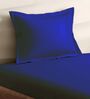 Blue Cotton Solid 210TC Plain Single Bedsheet with 1 Pillow Cover