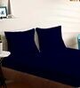 Blue Cotton Solid 210TC Plain Super King Bedsheet with 2 Pillow Covers