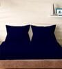 Blue Cotton Solid 210TC Plain Super King Bedsheet with 2 Pillow Covers