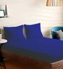 Blue Cotton Solid 210TC Plain Super King Bedsheet with 2 Pillow Covers