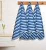 Blue Cotton Striped 220 GSM Bath Towels 3 Pc