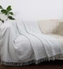 Grey Cotton Striped 63x52 Inches Sofa Throw