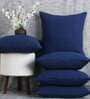 Blue Textured Cotton 20 x 20 Inches Cushion Covers (Set of 5)