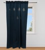 Grey Traditional Cotton 8 Ft Blackout Rod Pocket Door Curtain