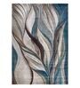 Blue Cream Abstract Polypropylene 6 ft x 4 ft Machine Made Carpet