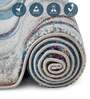 Blue Cream Abstract Polypropylene 6 ft x 4 ft Machine Made Carpet