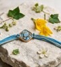Blue Diamond Stone Embellished Rakhi With Anchor Non-Bleeding Cotton Thread