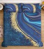 Blue Digital Abstract Printed Cotton Blend Double Bedsheet with 2 Pillow Covers