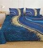 Blue Digital Abstract Printed Cotton Blend Double Bedsheet with 2 Pillow Covers