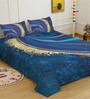Blue Digital Abstract Printed Cotton Blend Double Bedsheet with 2 Pillow Covers