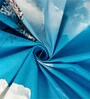 Blue Digital Floral Printed Cotton Blend Double Bedsheet with 2 Pillow Covers