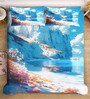 Blue Digital Floral Printed Cotton Blend Double Bedsheet with 2 Pillow Covers
