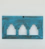 Blue Distress Color Handpainted Engineered Wood Carving Jharokha Frame