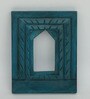Blue Distress Color Handpainted Engineered Wood Carving Jharokha Frame