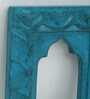 Blue Distress Color Handpainted Engineered Wood Carving Jharokha Frame
