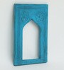 Blue Distress Color Handpainted Engineered Wood Carving Jharokha Frame
