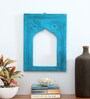 Blue Distress Color Handpainted Engineered Wood Carving Jharokha Frame