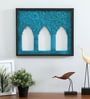 Blue Distress Color Handpainted Engineered Wood Carving Jharokha Frame