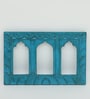Blue Distress Color Handpainted Engineered Wood Carving Jharokha Frame