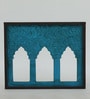 Blue Distress Color Handpainted Engineered Wood Carving Jharokha Frame