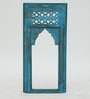 Blue Distress Color Handpainted Mango Wood Carving Jharokha Frame