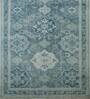 Blue Distressed Wool 8 ft x 10 ft Hand Knotted Carpet