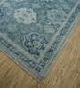 Blue Distressed Wool 8 ft x 10 ft Hand Knotted Carpet