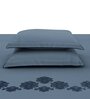 Blue Embroidered 210 TC Cotton King Sized Bedsheet with 2 Pillow Covers