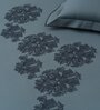 Blue Embroidered 210 TC Cotton King Sized Bedsheet with 2 Pillow Covers
