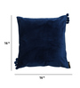 Blue Solid Velvet 16 x 16 Inches Embroidered Cushion Covers (Set of 5)