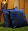 Blue Solid Velvet 16 x 16 Inches Embroidered Cushion Covers (Set of 5)