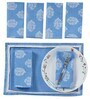 Nanala (108x60) Blue & White Cotton (Set of 10) Table Linen Set