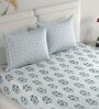 Blue Ethnic Print 180 TC Cotton King Bedhseet 2 pillow covers