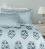 Blue Ethnic Print 180 TC Cotton King Bedhseet 2 pillow covers